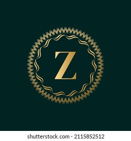 Emblem Letter Z Weaving Circle Monogram Graceful Template. Simple Logo Design for Luxury Crest, Royalty, Business Card, Boutique, Hotel, Heraldic. Calligraphic Vintage Border. Vector Illustration