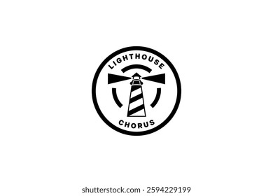 emblem lighthouse chorus symbol logo business design vector illustration with clean and simple styles