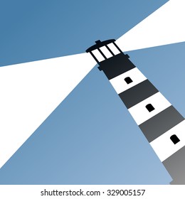 Emblem the lighthouse. Flat design. Stock vector illustration.