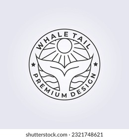 Emblem Line art logo Whale tail vector illustration design