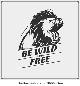 The emblem with lion for a sport team.