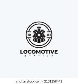 Emblem Of Locomotive Train Logo Vector Vintage Design