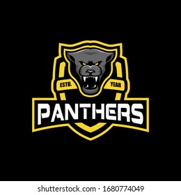 Emblem logo with a black panther icon.