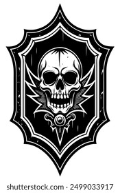 emblem logo with black and white skull