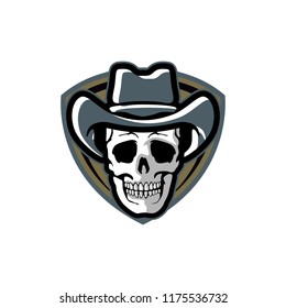 Emblem, logo, cowboy Wild west, a thug, Texas, a robber, a sheriff, a criminal, a shield. Vector illustration,