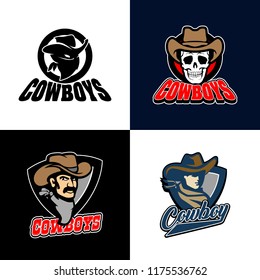 Emblem, logo, cowboy Wild west, a thug, Texas, a robber, a sheriff, a criminal, a shield. Vector illustration,