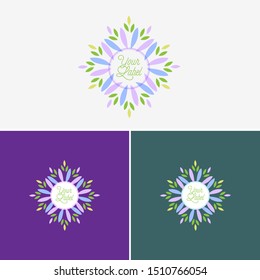 Emblem logo design templates, vector seamless patterns and signs for identity, labels, sticker and packaging. Leaves, floral, beauty, spa, etc