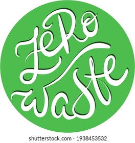emblema, logotipo para el concepto ecológico cero residuos en círculo verde, concepto de gestión de residuos, estilo de vida ecológico y desarrollo sostenible. Objeto vectorial aislado, impresión para paquete, insignia, recuerdo