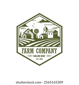 emblem logo farm house template vector