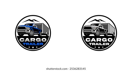 The Emblem logo features a powerful pickup truck towing a cargo trailer. Bold, uppercase text reads "CARGO TRAILER," with three stars below, conveying strength, reliability, and ruggedness.