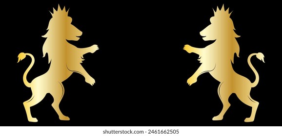 emblem logo of golden lions in crowns