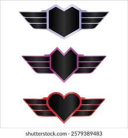 emblem logo hearth fly wiith wings concept 