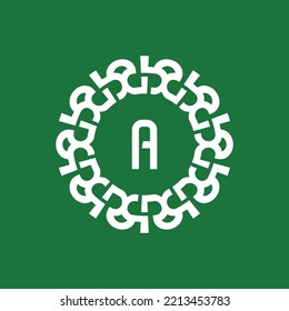 emblem logo initials letter A. Natural and organic circle emblem logo. suitable for environmentally based companies