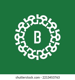 letra B de las iniciales del logotipo del emblema. Logo del emblema del círculo natural y orgánico. adecuado para las empresas ambientalmente