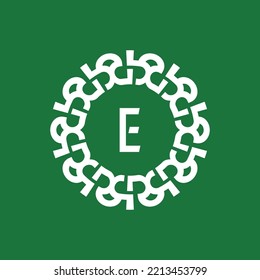 emblem logo initials letter E. Natural and organic circle emblem logo. suitable for environmentally based companies