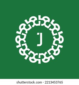 emblem logo initials letter J. Natural and organic circle emblem logo. suitable for environmentally based companies