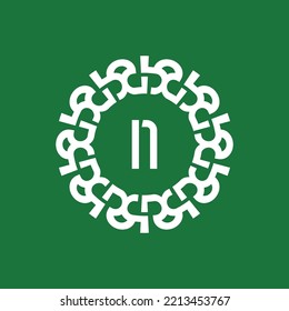 emblem logo initials letter N. Natural and organic circle emblem logo. suitable for environmentally based companies
