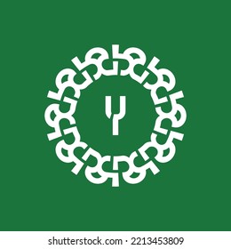 emblem logo initials letter Y. Natural and organic circle emblem logo. suitable for environmentally based companies