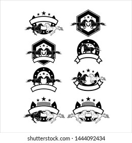 emblem logo for the riding team community, with white background black.