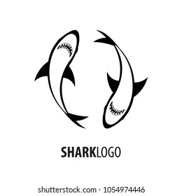 Emblem or logo with Shark. Vector illustration