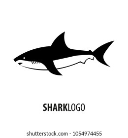 Emblem or logo with Shark. Vector illustration