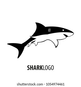 Emblem or logo with Shark. Vector illustration