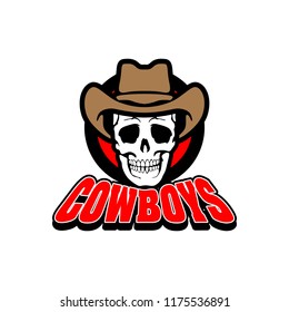 Emblem, logo, skull cowboy Wild west, a thug, Texas, a robber, a sheriff, a criminal, a shield. Vector illustration,