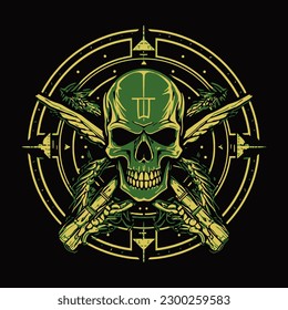 Emblem logo of a special forces unit vector design isolated on black background