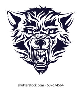Emblem, logo, tattoo, head of a wolf