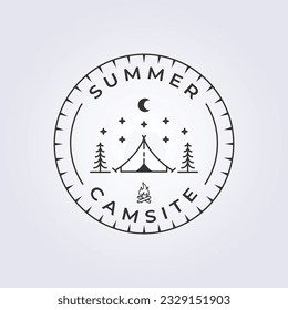 Emblem logo vector illustration design summer camp and outdoor adventure