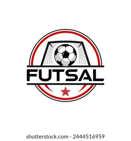 The emblem logo vector showcases a soccer ball and goalpost, representing a soccer team or futsal club.