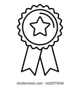 Emblem loyalty icon. Outline emblem loyalty vector icon for web design isolated on white background