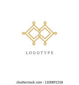 Emblem luxury beauty spa, cosmetics, jewerly, hotel, restaurant. Wedding elegant outline frame. Vector celtic luxury curve logo design. Line art gold ornate frame. Premium design vector element