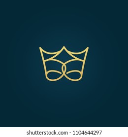 Emblem luxury beauty spa, cosmetics, jewerly, hotel, restaurant. Wedding elegant outline icon. Vector imperial luxury crown logo design. Line art gold ornate symbol. Vintage king, queen vector sign