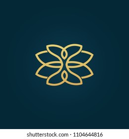 Emblem luxury beauty spa, cosmetics, hotel, restaurant. Wedding elegant outline frame. Vector celtic luxury curve logo design. Line art gold ornate frame. Vintage premium design vector element.