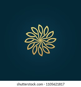 Emblem luxury beauty spa, cosmetics, hotel, restaurant. Wedding elegant, frame. Vector floral luxury logo design. Round gold ornate frame. Vintage premium design vector element.
