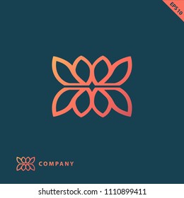 Emblem luxury beauty spa, cosmetics, natural organic product. Vector floral luxury curve logo design. Leaf ornate frame. Vintage premium design vector element.