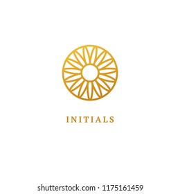 Emblem luxury beauty spa, cosmetics, jewelry, hotel, restaurant. Vector celtic luxury curve logo design. Round gold ornate frame. Vintage premium design vector element.