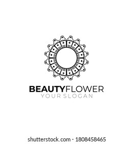 Emblem luxury beauty spa, cosmetics, jewelry, hotel, restaurant. Wedding elegant outline frame. Vector floral luxury curve logo design. Round gold ornate frame. Vintage premium design vector element.