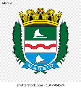 Emblem of Maceio. City of Brazil. Vector illustration