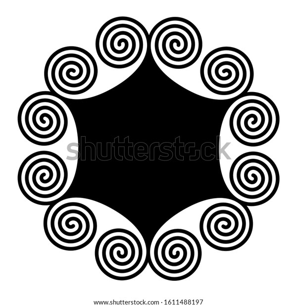 Emblem Made Double Spiral Ornaments Linear Stock Vector (Royalty Free ...