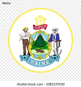 Emblem of Maine, state of USA. Vector illustration
