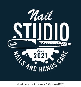 Emblem with manicure nailfiles or tools for nail bar and beauty salon. An emery board or instrument fingernail studio or manicurist service