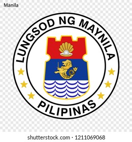 Emblem of Manila. City of Philippines. Vector illustration