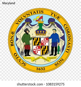 Emblem of Maryland, state of USA. Vector illustration