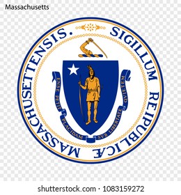 Emblem of Massachusetts, state of USA. Vector illustration