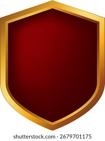 Material emblema com fundo vermelho e armação metálica dourada