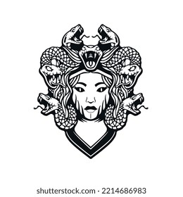 
Emblema de Medusa Gorgon. Ilustración del vector