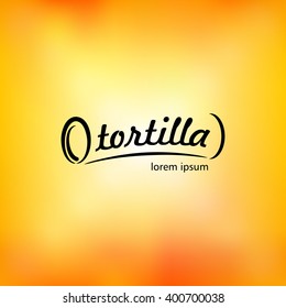 The emblem of the Mexican fast food. Outline tortilla on a gradient mesh background. It can be used as logo.