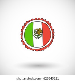 Emblem with mexican flag vector cartoon icon with round shadow